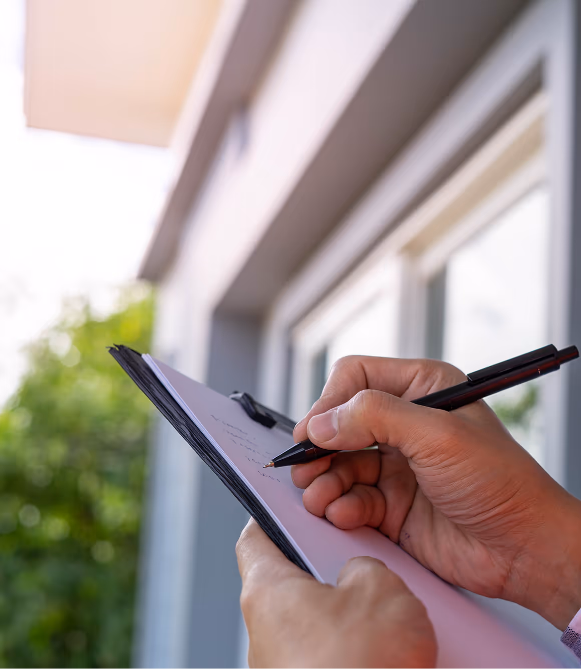 Close-up of a home window and trim during an RS Inspections home inspection